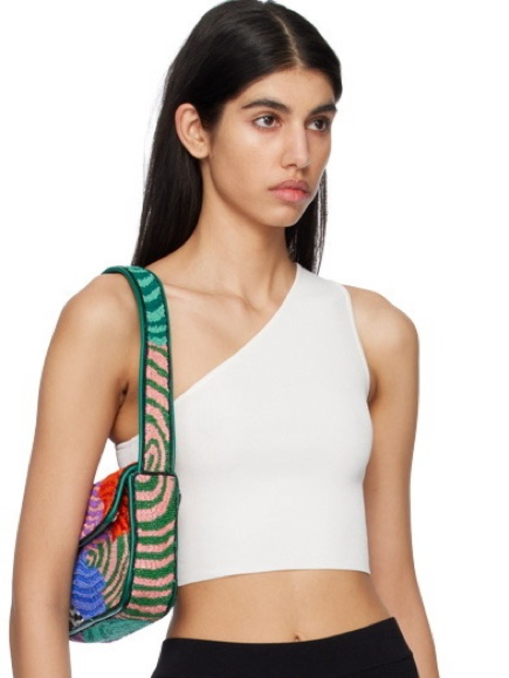 Staud Lexi Top - White One-Shoulder Cropped Tank Top